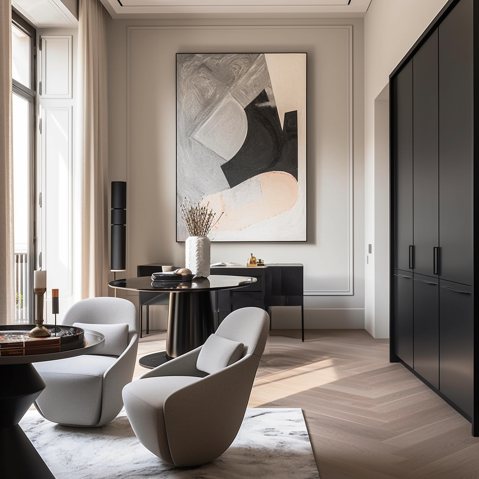 Projekt wnętrz dwupoziomowego apartamentu